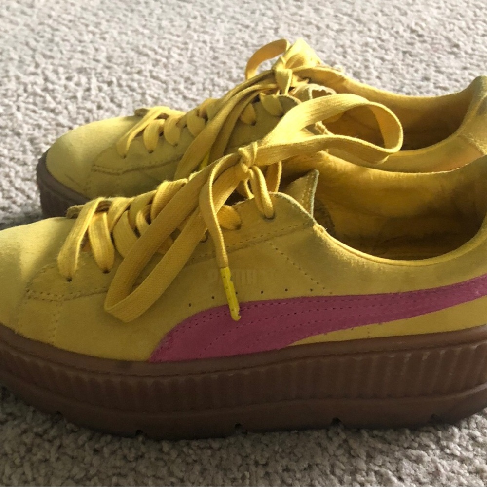 Puma Women's Yellow and Pink Sneakers